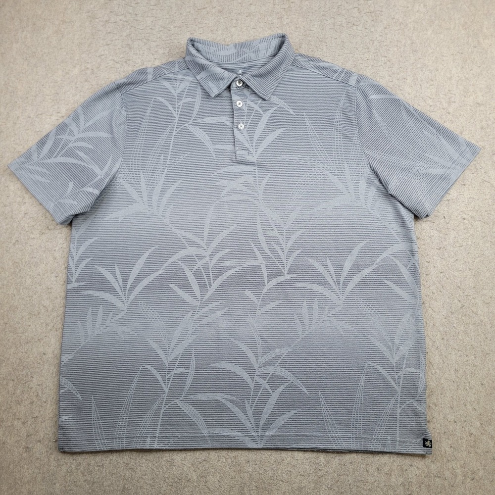 Nat Nast Mens Luxury Originals Polo Shirt S/S‎ White Gray Size XL Tropical Palms